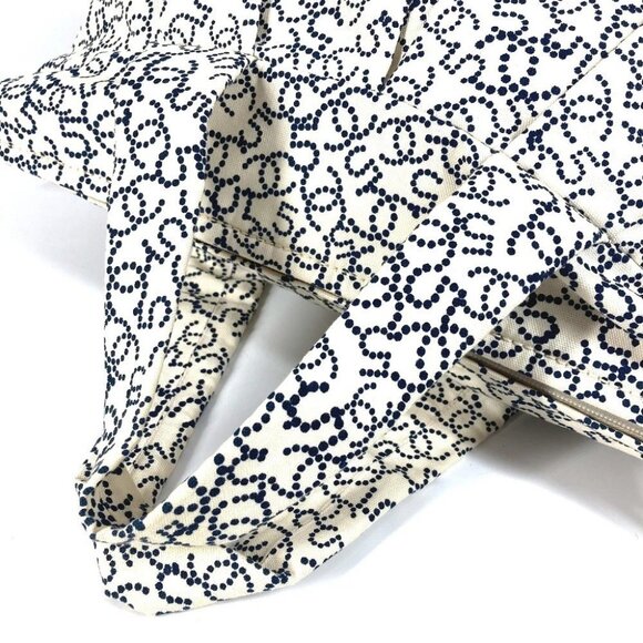 CHANEL Arabesque Bag Tote Bag Hand Bag Canvas White/Dark Navy Based - Picture 9 of 15